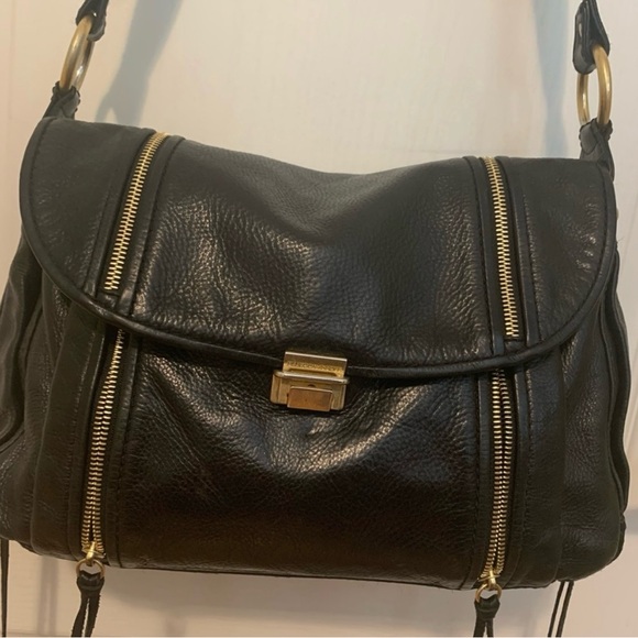 VGUC Rebecca Minioff black Motto leather crossbody bag - Picture 1 of 6